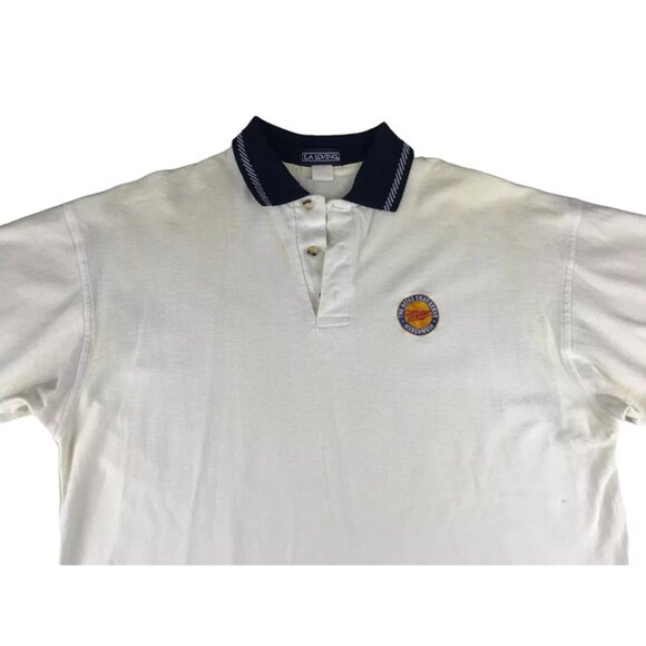 LA Loving Mens White Miller Beer‎ Short Sleeves Collared Polo Shirt Size XL - Picture 2 of 9